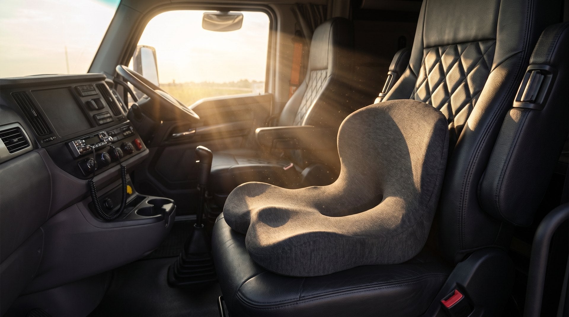 Ardora Contour on an air-ride seat in a semi cab