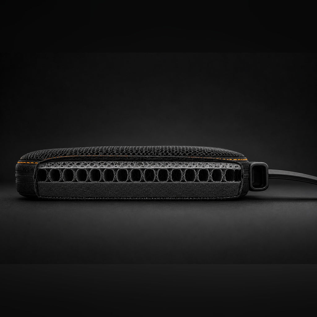 Cutaway side profile of the 40 mm DriverCool cushion showing the internal air channels and spacer layer