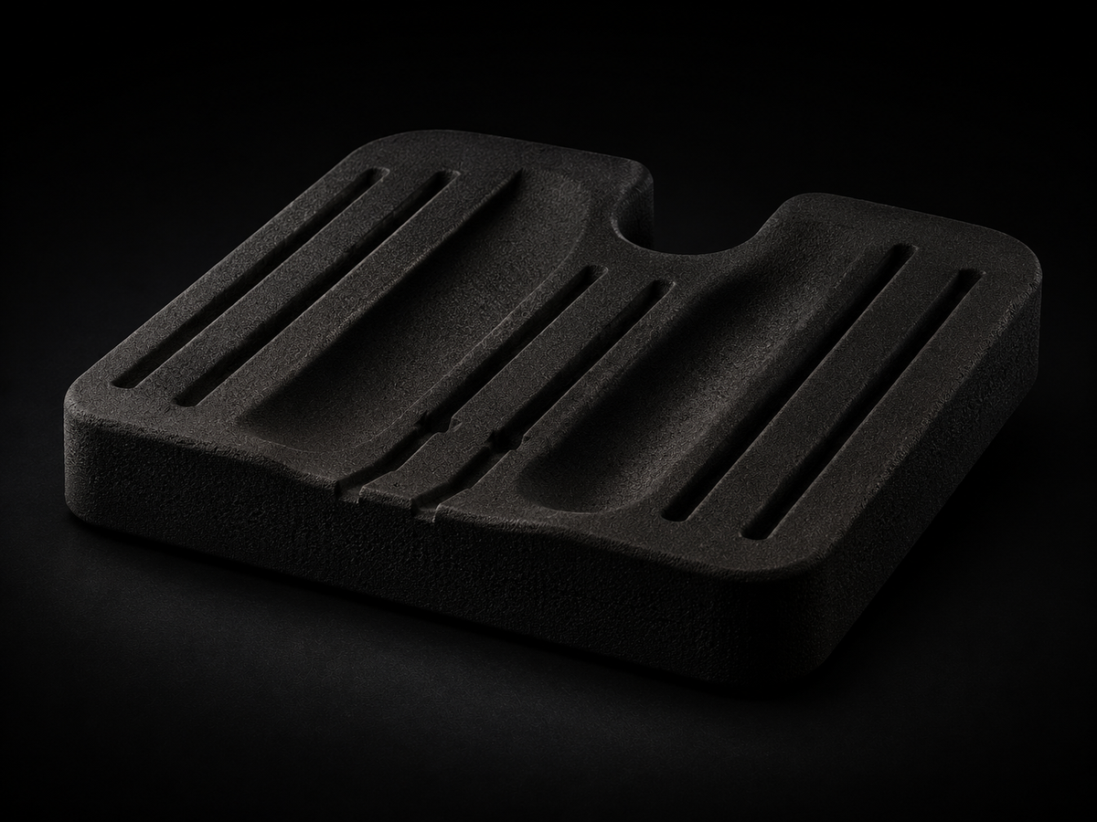 High resilience foam core with moulded air channels and a rear tailbone cut out