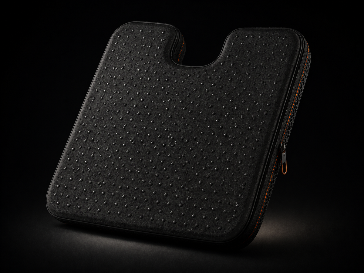Woven underside of the cushion covered in silicone grip dots