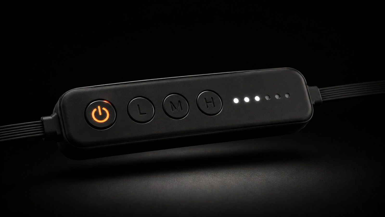 Control pod with illuminated power button, Low, Medium and High, and LED level indicators