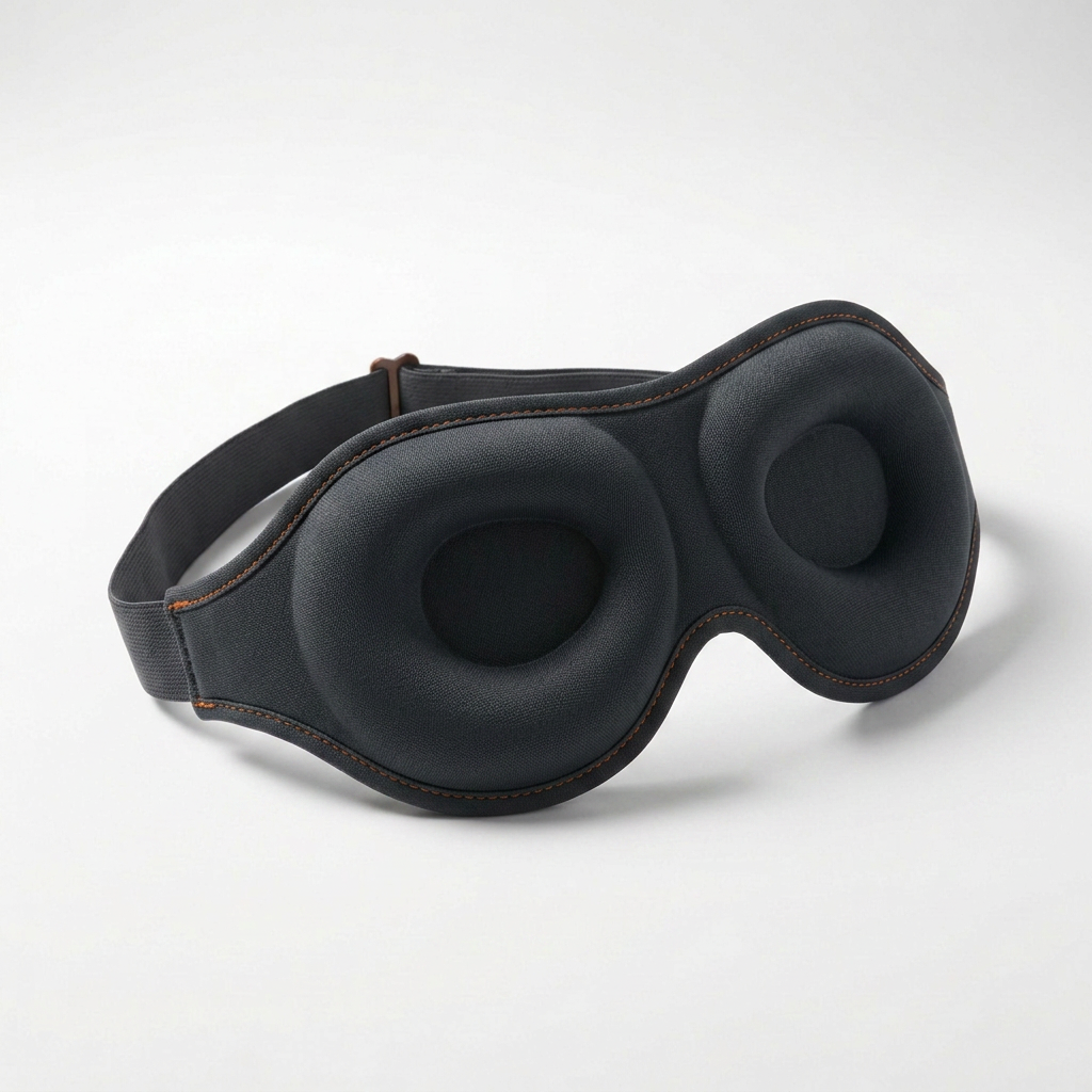 Ardora Blackout sleep mask, charcoal with orange stitch
