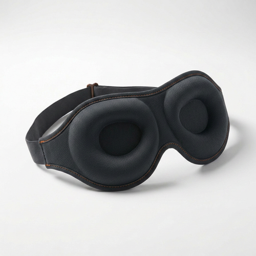 Ardora Blackout sleep mask, charcoal with orange stitch