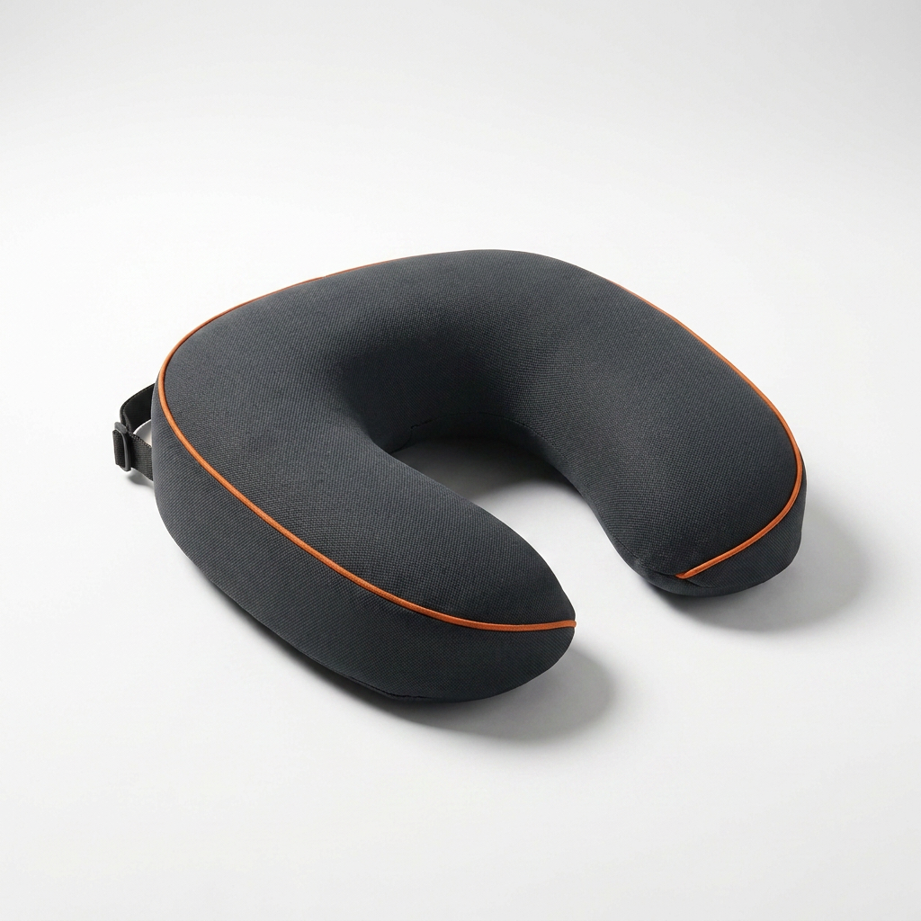 Ardora Road Rest neck pillow, charcoal with orange stitch