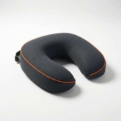 Ardora Road Rest neck pillow, charcoal with orange stitch