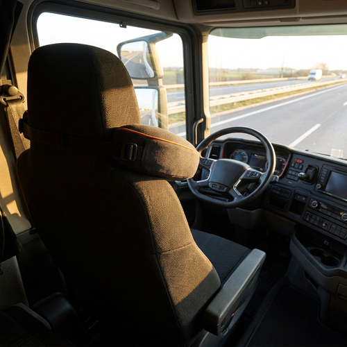Ardora Road Rest fitted on a semi truck seat headrest